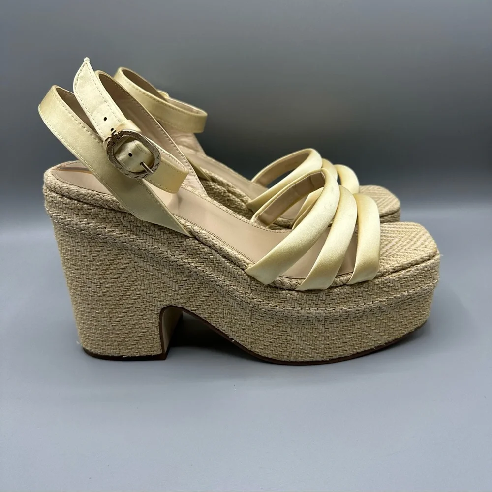 Sam Edelman Tibby Washed Lemon Plarform Wedge Sandal Women’s Size 10 M